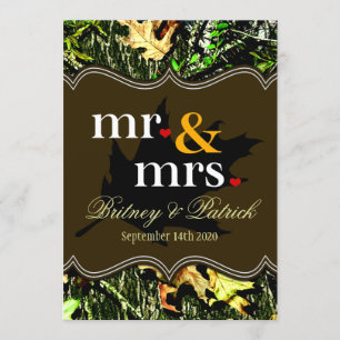 De heer & mevrouw Hunting Camo Brown Wedding Invit Kaart