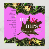 De heer & mevrouw Hunting Camo Pink Wedding Invita Kaart (Voorkant / Achterkant)