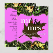 De heer & mevrouw Hunting Camo Pink Wedding Invita Kaart (Voorkant / Achterkant)