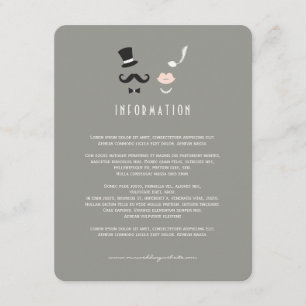 de heer & mevrouw Mustache en Lips huwelijkshuwel Informatiekaartje