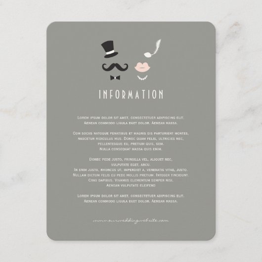 de heer & mevrouw Mustache en Lips huwelijkshuwel Informatiekaartje (Voorkant)