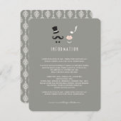 de heer & mevrouw Mustache en Lips huwelijkshuwel Informatiekaartje (Voorkant / Achterkant)