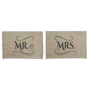De heer & mevrouw Rustic Burlap Country Wedding Co Kussensloop