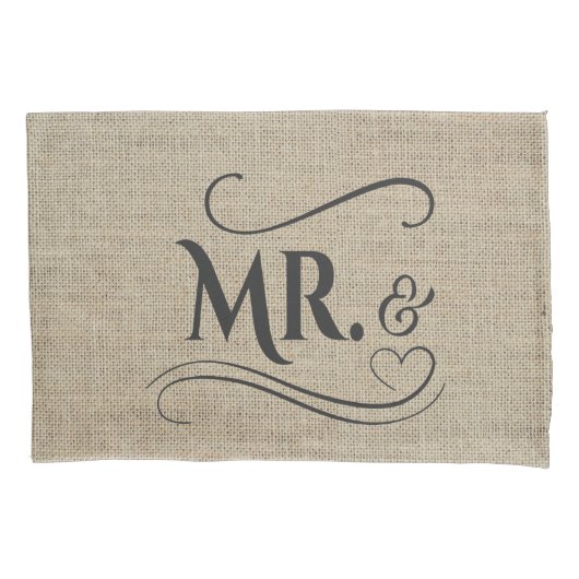 De heer & mevrouw Rustic Burlap Country Wedding Co Kussensloop (Voorkant-Links)