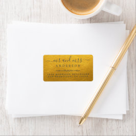 De heer Mevrouw Script Goud Trouwretouradres Etiket
