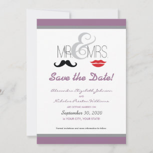 De heer & mevrouw Snor & Lippenstift Save-the-Date Save The Date