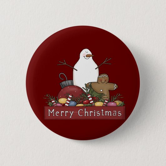De heer & mevrouw Snowman Ronde Button 5,7 Cm (Voorkant)