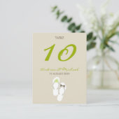 De heer & mevrouw Teenslippers Wedding Table Numbe Briefkaart (Staand voorkant)