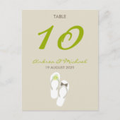 De heer & mevrouw Teenslippers Wedding Table Numbe Briefkaart (Voorkant)