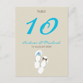 De heer & mevrouw Teenslippers Wedding Table Numbe Briefkaart