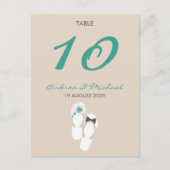De heer & mevrouw Teenslippers Wedding Table Numbe Briefkaart (Voorkant)