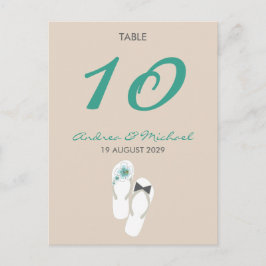 De heer & mevrouw Teenslippers Wedding Table Numbe Briefkaart