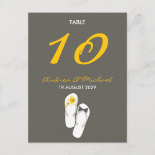 De heer & mevrouw Teenslippers Wedding Table Numbe Briefkaart