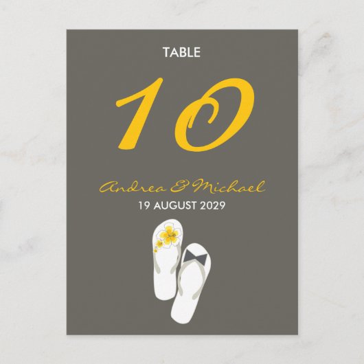 De heer & mevrouw Teenslippers Wedding Table Numbe Briefkaart (Voorkant)