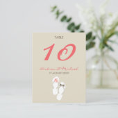 De heer & mevrouw Teenslippers Wedding Table Numbe Briefkaart (Staand voorkant)