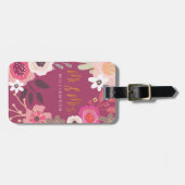 de heer & mevrouw Trendy Pink  Floral Pattern Bagagelabel (Voorkant horizontaal)