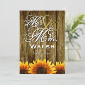 De heer & mevrouw Westerne Sunflower Wedding Invit Kaart (Staand voorkant)