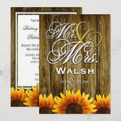 De heer & mevrouw Westerne Sunflower Wedding Invit Kaart (Voorkant / Achterkant)