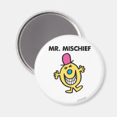 de heer Mischief | Grijzend glanzend Magneet (Voorkant / Achterkant)