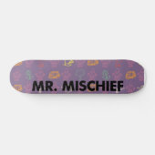 de heer Mischief | Grijzend glanzend Persoonlijk Skateboard (Horizontaal)