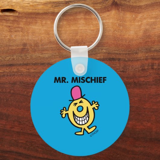 de heer Mischief | Grijzend glanzend Sleutelhanger (Achterkant)
