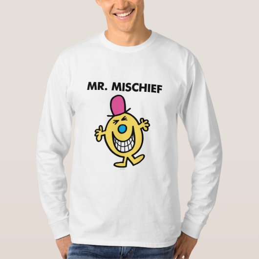 de heer Mischief | Grijzend glanzend T-shirt (Voorkant)