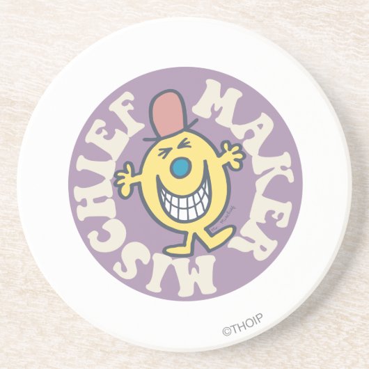 de heer Mischief | Kiekenmaker Zandsteen Onderzetter (Voorkant)