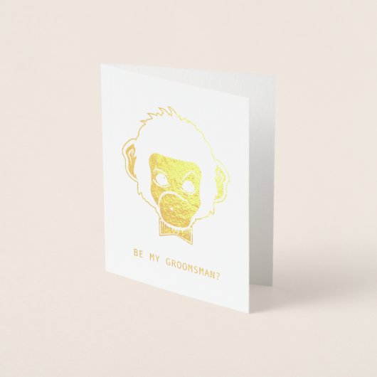 de heer monkey is m'n groomsman folie kaarten (Voorkant)