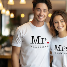 De heer Monogram Hart Achternaam Bruiloft