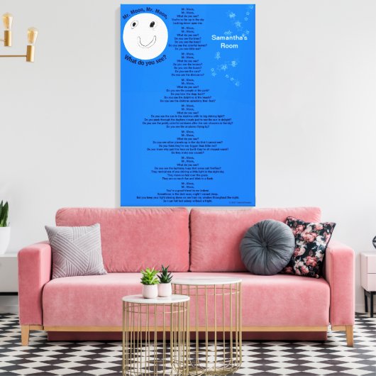 de heer Moon Personalize Name 18" x 27" Canvas Afdruk (Insitu (Woonkamer))