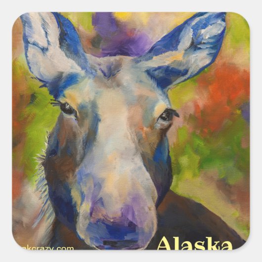 de heer Moosey Moose _ALASKA Vierkante Sticker (Voorkant)