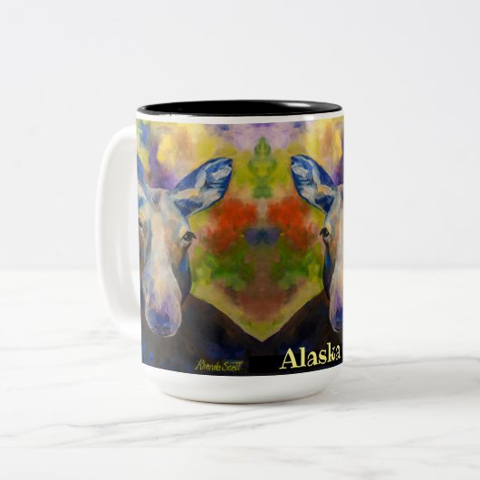 de heer Moosey Moose Coffee Mok_ALASKA Tweekleurige Koffiemok (Voorkant links)