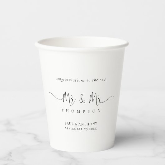 de heer Mr. Name Script Gay Wedding Papieren Bekers (Voorkant)