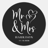 de heer Mrs Black Wedding Ronde Sticker (Voorkant)