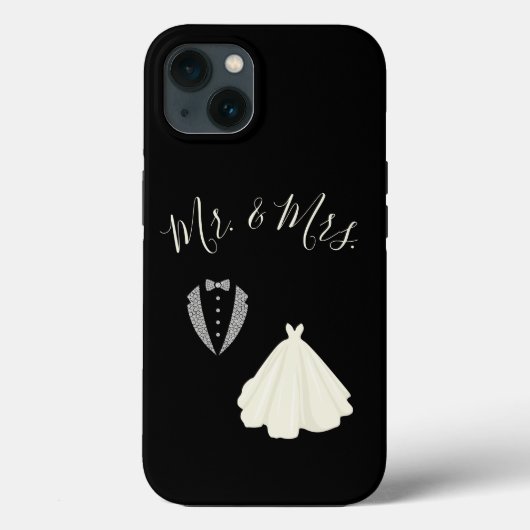 de heer Mrs Black White Wedding Case-Mate iPhone Case (Achterkant)