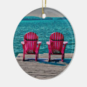 de heer Mrs Blauwgroen Beach Adirondack Chairs Rus Keramisch Ornament (Links)