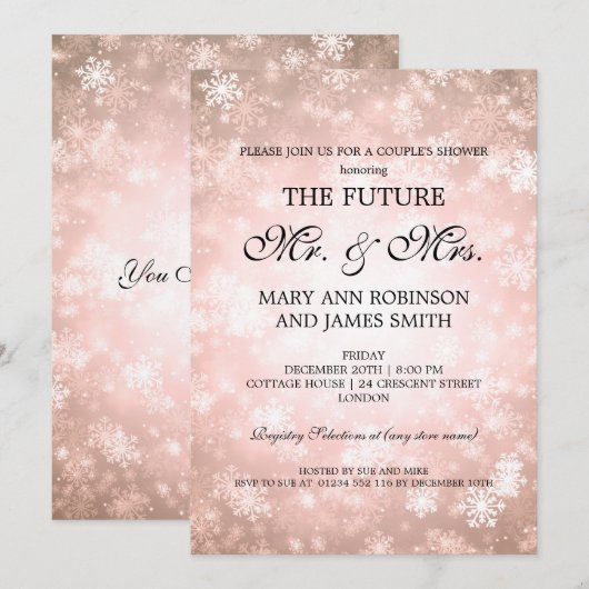 de heer Mrs Couples Shower Copper Winter Wonderlan Kaart (Voorkant / Achterkant)