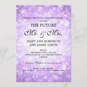 de heer Mrs Couples Shower Paarse Winter Wonderlan Kaart