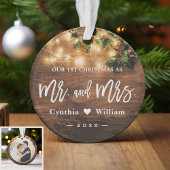 de heer Mrs. First Kerstrustic String Lights Foto Ornament
