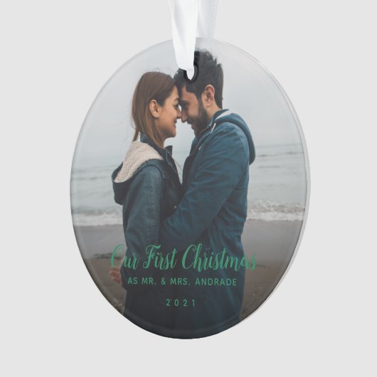 De heer Mrs. First Married Double Sided Photo Ornament (voorkant)