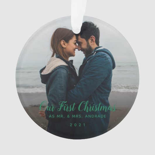 De heer Mrs. First Married Double Sided Photo Ornament (voorkant)