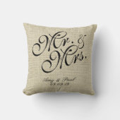 De heer&Mrs. Gepersonaliseerde linen Kussen (Voorkant)