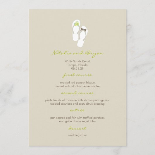 De heer & Mrs Green Teenslippers Beach Wedding Men Menu (Voorkant)