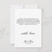 De heer Mrs Modern Black White Script Wedding Phot Bedankkaart (Achterkant)
