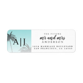 de heer Mrs Monogram Beach Wedding Return Address Etiket