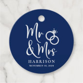 de heer Mrs Navy Blue Wedding Bedankjes Labels (Voorkant)