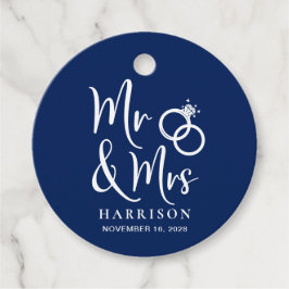 de heer Mrs Navy Blue Wedding Bedankjes Labels