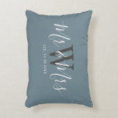 de heer Mrs. Passen getrouwd Dusty Blue Script Mon Accent Kussen (Voorkant(Verticaal))