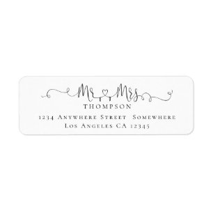 de heer Mrs Ring Heart Script Return Name Address  Etiket