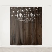 de heer Mrs Rustic String Lights Wedding Backdrop Wandkleed (Voorkant)